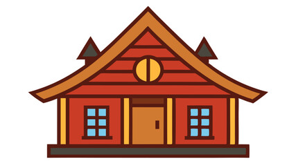  traditional wooden house doodle style vector art