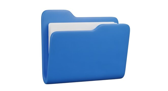 
Blue File Folder Icon with Documents on White Background - 3D Rendered Data Storage and Organization Symbol