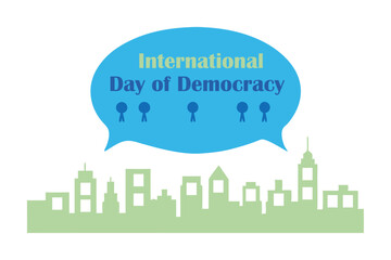 Obraz premium Giant Speech Bubble Above City Vector – Civic Dialogue and Collective Voice Symbolizing Democracy.