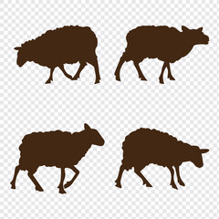 Set of Sheep Silhouettes – Vector Collection of Farm Sheep in Various Poses for Agriculture, Livestock, and Animal Design Projects.
