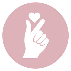 Obraz premium Finger Heart Hand Gesture with Red Heart, Cute Love Sign Hand Illustration, Romantic Finger Gesture with Heart Symbol