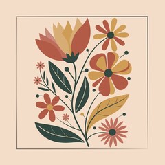 Floral ornament in retro style