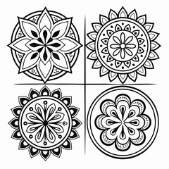 set of floral design elements