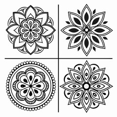 set of floral design elements