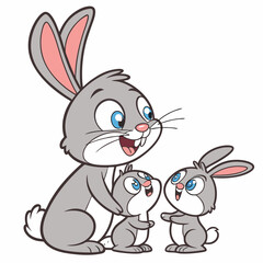 a cartoon of a rabbit and two bunnies
