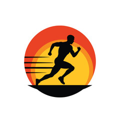 Dynamic Runner silhouette of a man on  Sunset Circle Fitness, Endurance & Active Lifestyle