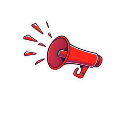 Bold cartoon red megaphone illustration communicating important news and announcements