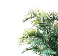 Fototapeta premium Lush tropical palm fronds against white