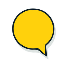 Yellow Shout Bubble Vector - Yellow Speech Balloon with Drop Shadow - Clean Graphic Element - 6