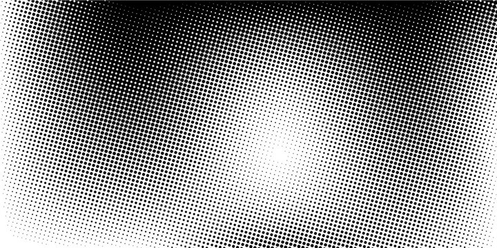 Dotted halftone gradient texture. Vanishing polka dot background. Repeating dots gradation pattern background. Black fading comic pop art overlay backdrop. vector