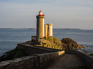 Sunset light on Petit Minou lighthouse near Brest, Brittany, France
