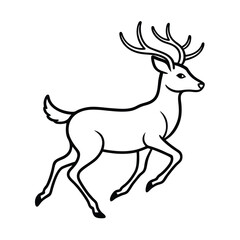 Line art illustration of a running deer with antlers