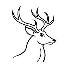 Elegant line art deer head profile illustration