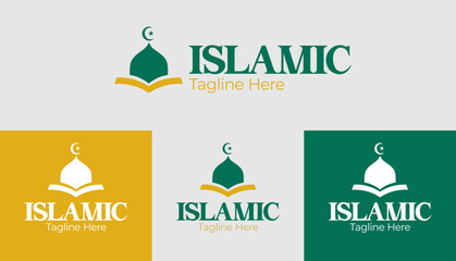 Naklejka premium Quran reading and mosque Islamic design