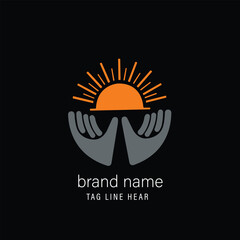 Abstract Sun Logo. Geometric Lines Half of Sunburst with Colors and Black White Style isolated on Dual Background. Flat Vector Logo Design Template Element for Nature and Vacation Logos