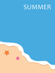 Obraz premium A minimalist illustration with a beach line, sand, and sea waves