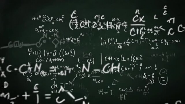 Seamless pattern of hand-drawn math formulas and equations on a school blackboard, perfect for education and science concepts - Powered by Adobe