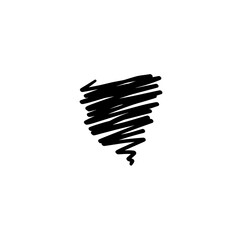 Hand-drawn black abstract shape icon on a blank background, creative design for artistic expression