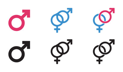 Male and Female Symbol Collection. Colorful Gender Icon. Vector illustration eps 10