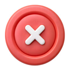 Fototapeta premium 3d render of a red close button with white x isolated on transparent background