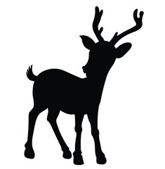 Cute cartoon hand drawn vector deer silhouette.