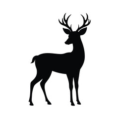 Fototapeta premium Black silhouette of a deer with antlers