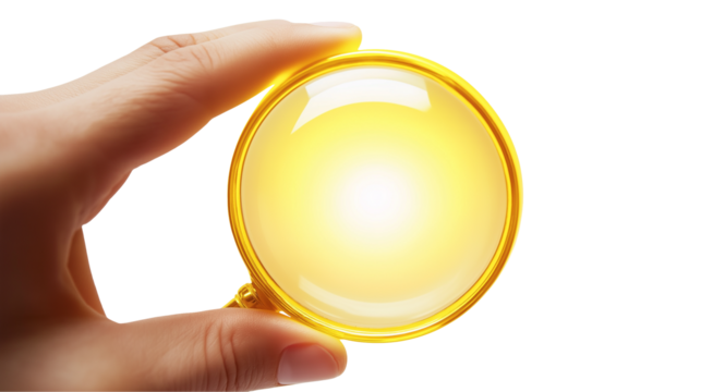 Golden Orb Held in Hand Radiant Yellow Light Abstract Design isolated on transparent background	
 - Powered by Adobe