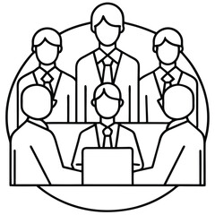 Outline Icon of a Group Business Meeting