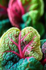 Close-up of vibrant, textured leaves