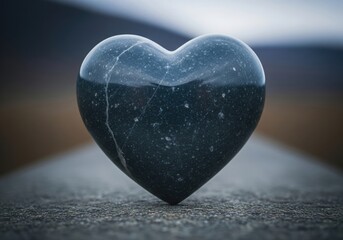 Enduring Stone Emblem. A robust, dark grey loving symbol crafted from natural rock. It represents unwavering affection, steadfast emotion, and lasting bonds.