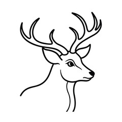 Line art deer head profile elegant antlers wildlife