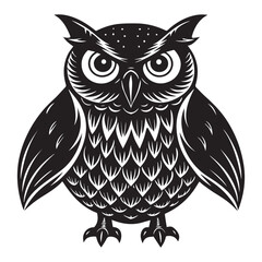 Fototapeta premium Owl silhouette vector illustration logo sticker tattoo