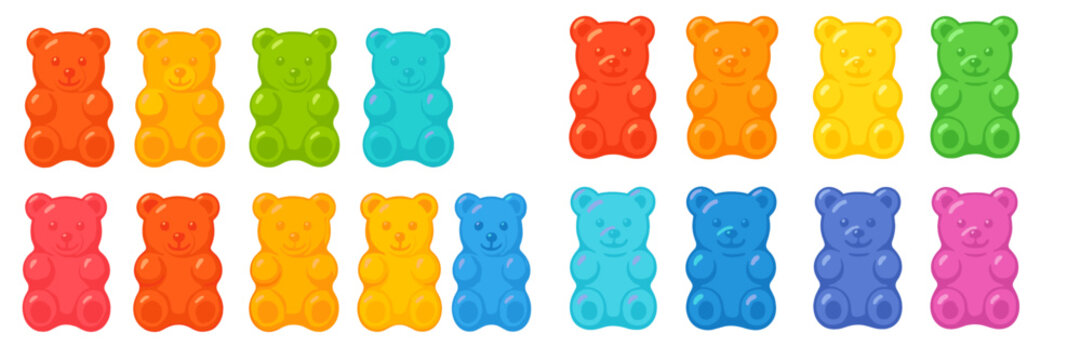 Colorful gummy bears arranged in a vibrant display for a fun candy experience at a cheerful party