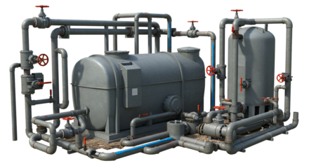 Industrial Piping System and Equipment, isolated on white background