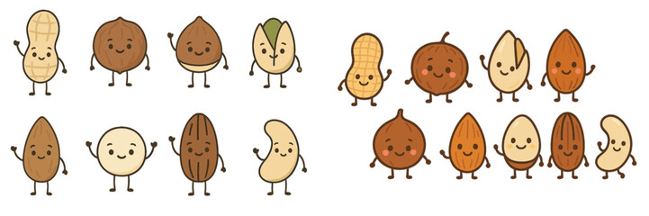 Cute cartoon nuts and seeds having a cheerful gathering in a playful setting
