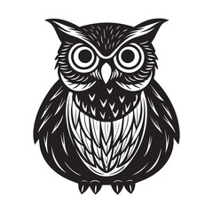 Fototapeta premium Owl silhouette vector illustration logo sticker tattoo