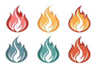 Flat Multicolor Fire Icons Collection for Web, App, and Graphic Design Projects