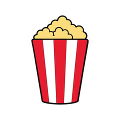 Popcorn in striped bucket colorful vector illustration