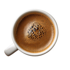 Espresso coffee in white cup isolated on transparent background