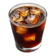 Iced cola drink in glass isolated on transparent background