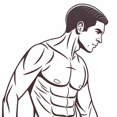 Naklejka premium A muscular male torso with defined chest and abs