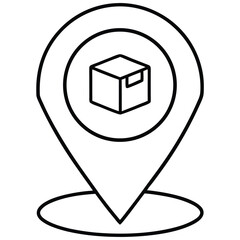 Thin Stroke Drawing of a Location Pin with Package