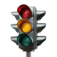 Traffic light signal red yellow green isolated on transparent background