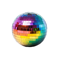 Obraz premium Shiny reflective disco mirror ball with mosaic tiles for party decoration isolated on white background