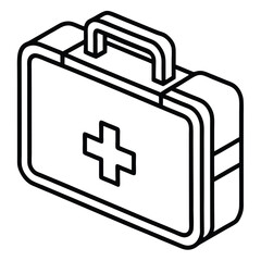 Thin Stroke Icon of a First Aid Kit