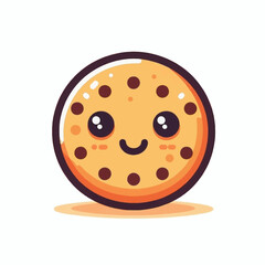 Fototapeta premium Cute cartoon cookie with a smiley face and chocolate chips