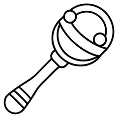 Thin Stroke Icon of a Rattle Toy