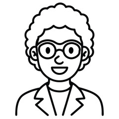 Thin Stroke Icon of a Scientist with Glasses