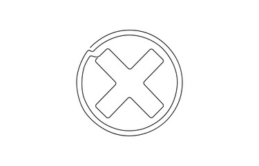 Continuous one line drawing Wrong Mark. Line Art wrong Marks Symbol. wrong mark , An icon of a cross drawn with a solid line. Continuous line x.