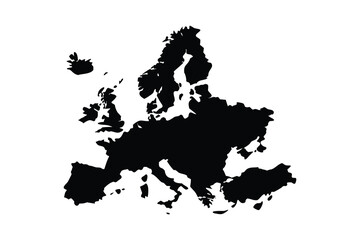 Europe Map Vector Silhouette Icon for Geographic Design